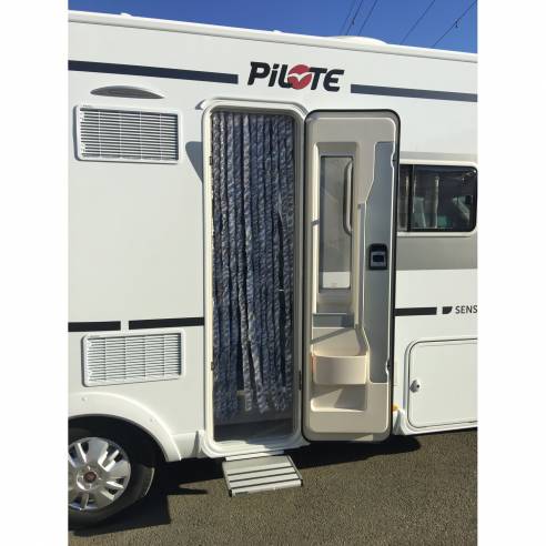 Rideau chenille pour porte camping-car, caravane Coloris grises et blanches  56X200 CM - INCASA